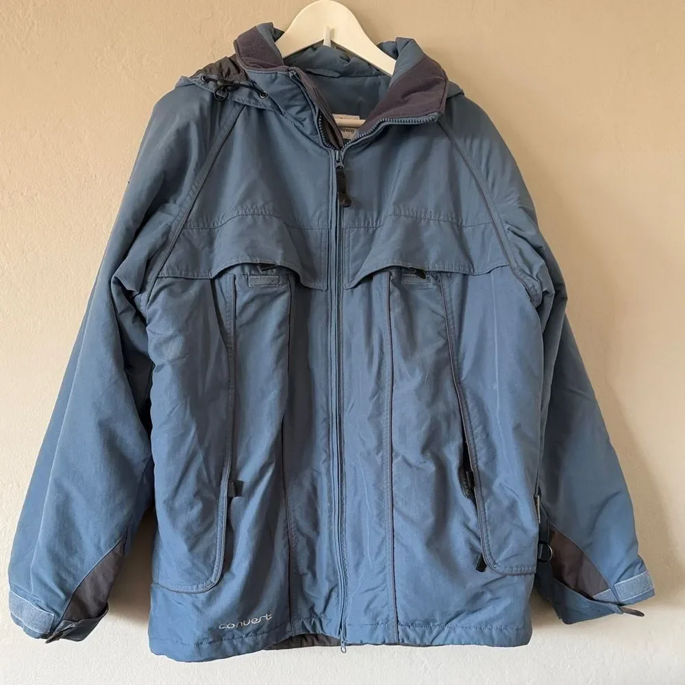 Columbia Men's Slate Blue Hooded Ski Jacket - Insulated Snow Coat Medium